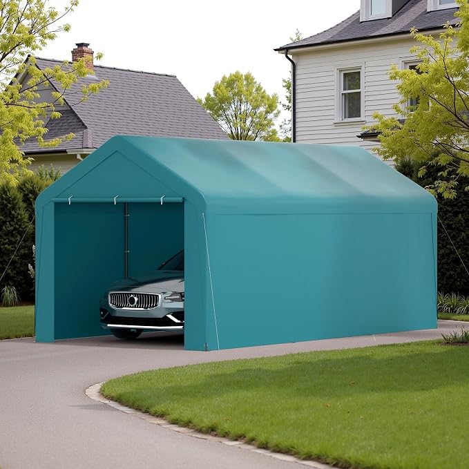 Carport 10x20 Heavy Duty Portable Garage w/Removable Sidewalls & Roll-Up Door - Image 8