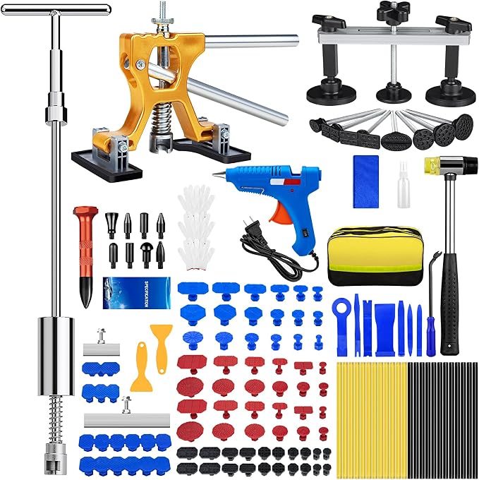 134PCS Dent Puller, Paintless Dent Removal Kit – All-in-One Car Dent Puller Kit by Sigoobal