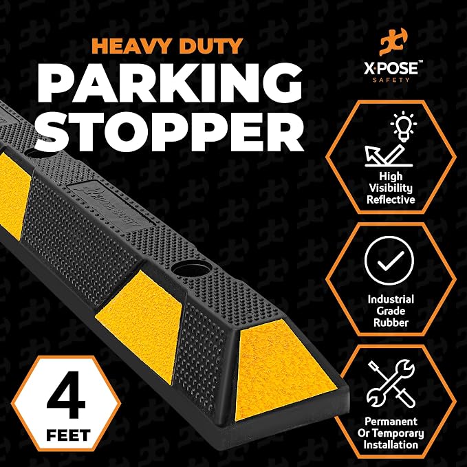 Xpose Safety 72" Heavy Duty Rubber Parking Stopper – 1 Pack Wheel Blocks - Image 2