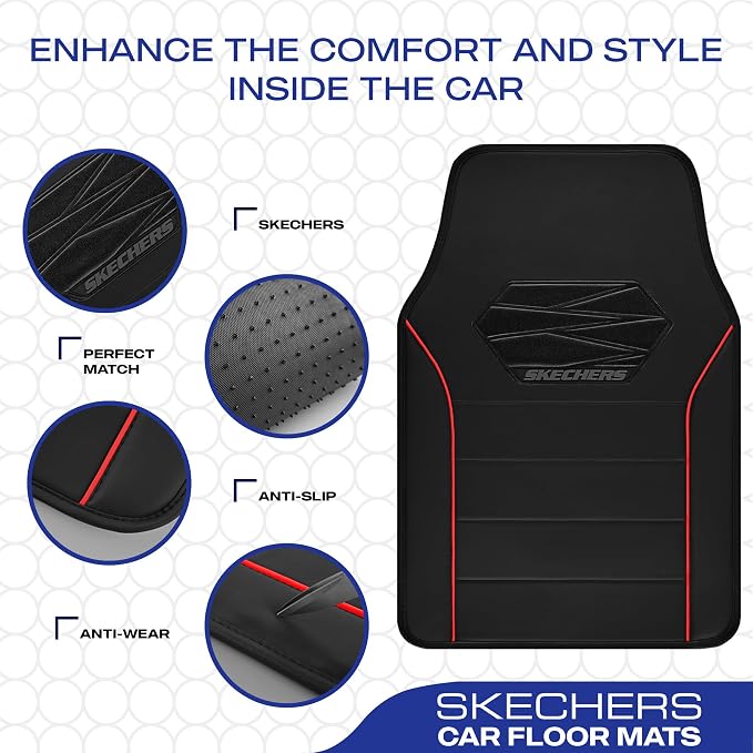 Skechers Memory Foam Car Mats, Leather Piping Floor Mats - Image 4