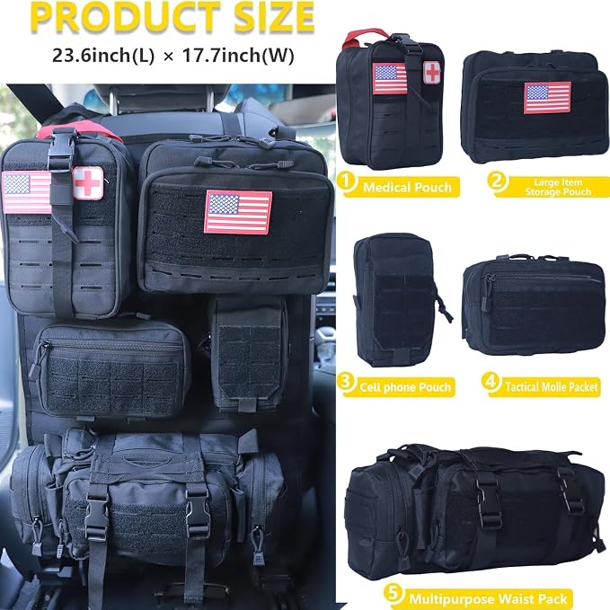 Universal Tactical Seat ​Back Organizer Vehicle Molle Panel Organizer Storage - Image 4
