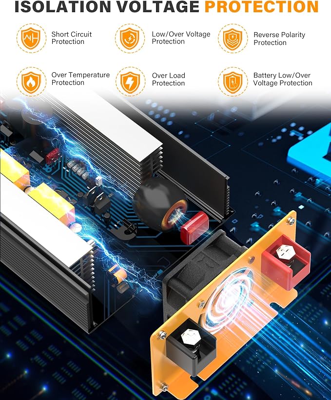 1000W Pure Sine Wave Power Inverter 12V DC to 110V 120V AC Converter - Image 5