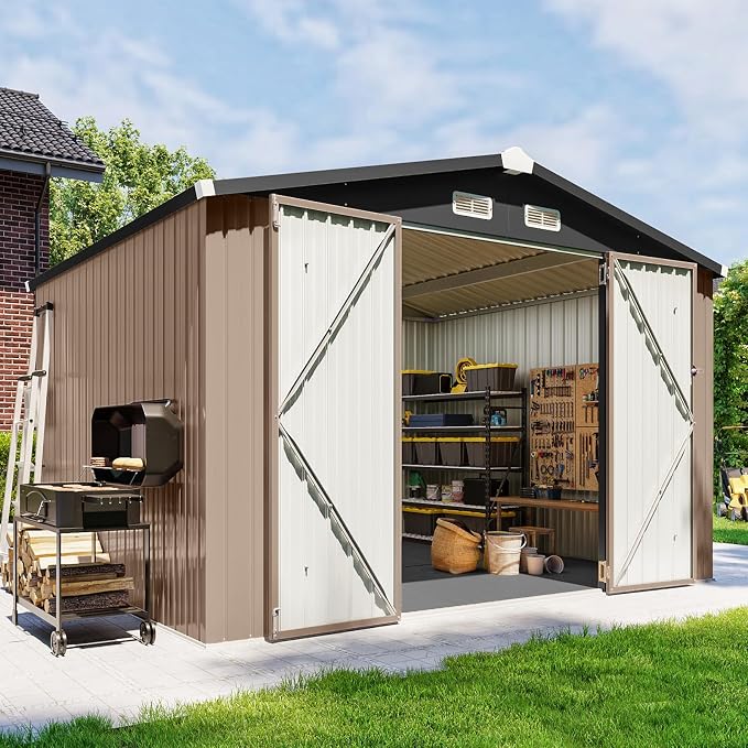10x8 FT Outdoor Metal Storage Shed by Breezestival
