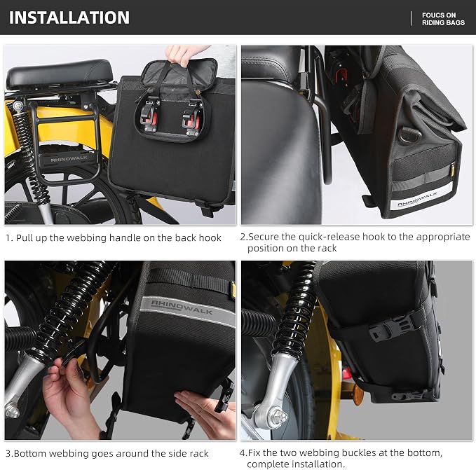Rhinowalk 13L Waterproof Motorcycle Saddlebags, 26L Total Capacity, Quick - Image 6