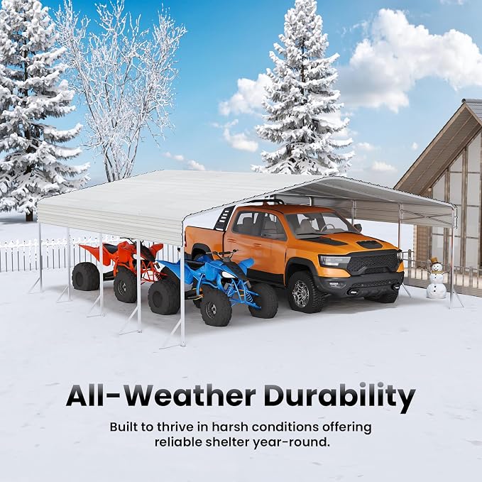 20x20 Carport, Heavy Duty Metal Car Port, All-Weather Protection, Easy Assembly - Image 5