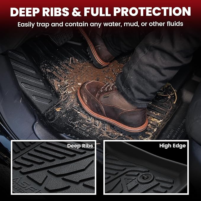 LASFIT Floor Mats for Ford F250 F350 F450 2017-2025 Crew Cab Front Bench Seat | - Image 2