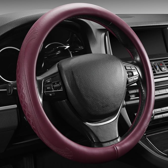 【2025 Model】 High-Grade Real Cowhide Steering Wheel Cover by PJBTVZ
