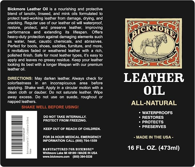 Leather Oil Leather Conditioner 16oz | Waterproofs, and Restores Boots - Image 4