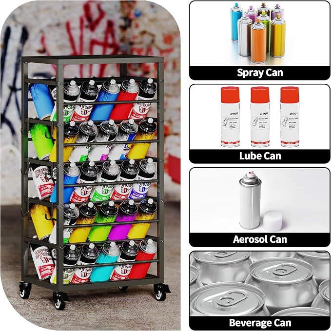 50 Can Spray Paint Rack Organizer, Metal Spray Paint Can Storage Holder - Image 5