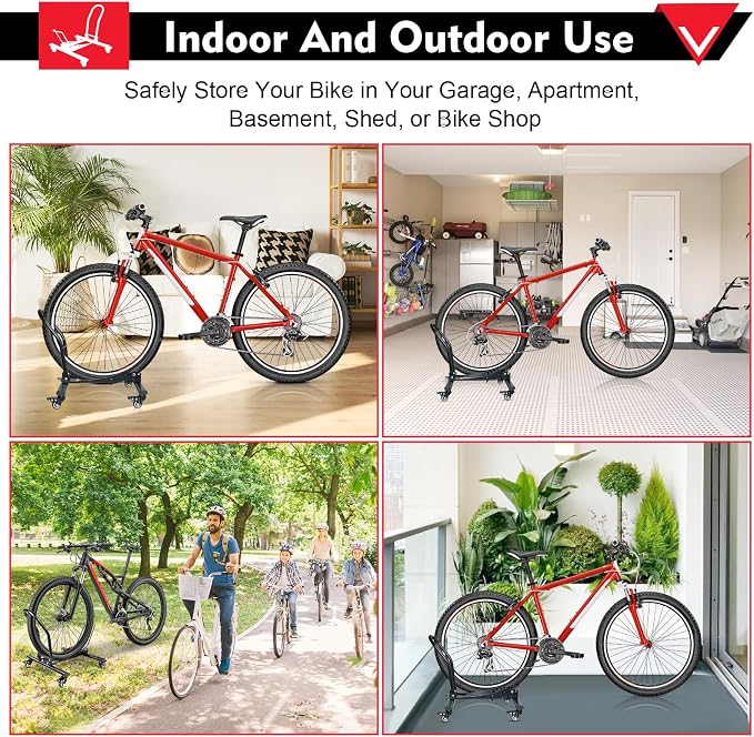 Bike Floor Stand Freestanding Space-Saving Indoor Garage Bike Storage Bicycle - Image 9