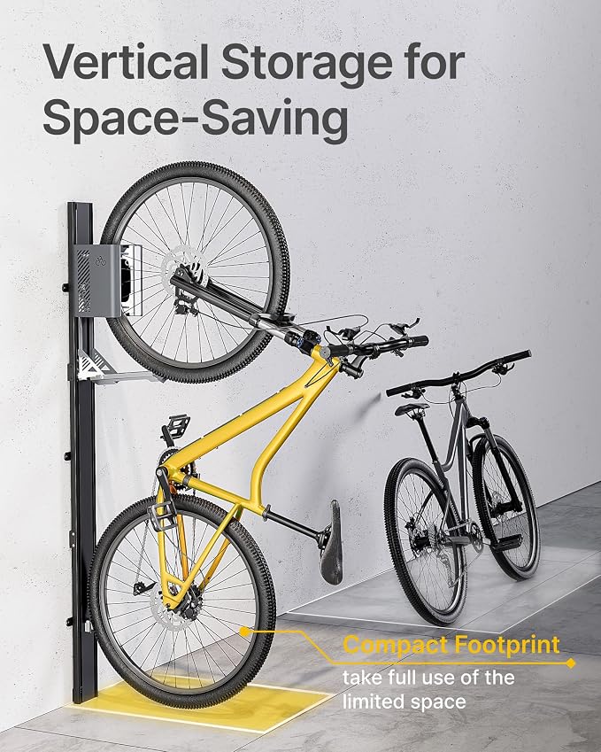 monTEK Automatic Lift EBike Rack – Fits 24-29" Tires, Heavy-Duty Vertical Wall - Image 7