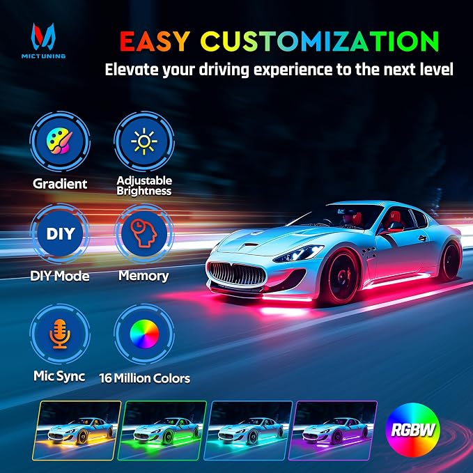 MICTUNING 8Pcs N8+ RGBW Underglow LED Lights - Image 2