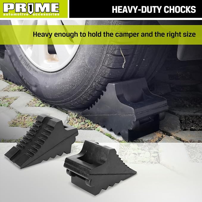 PR1ME Heavy Duty Rubber Wheel Chocks, Rubber Tire Blocks, RV Solid Rubber Wheel - Image 5