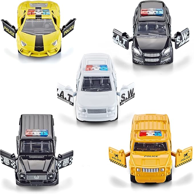 KIDAMI Die Cast Metal Little Toy Cars Set of 5, Openable Doors Pull Back Car - Image 2