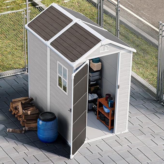 4x6 FT Small Plastic Shed Resin Outdoor Storage - Image 3