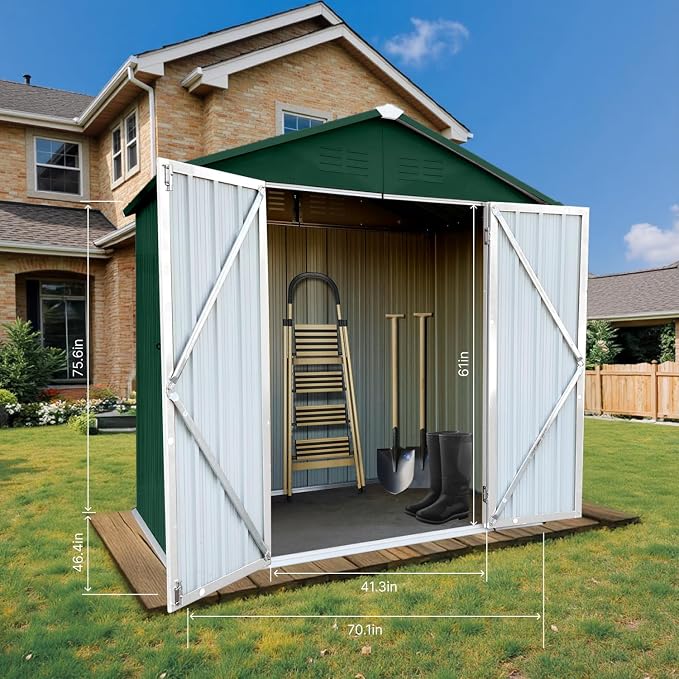 6 x 4 FT Outdoor Storage Metal Shed, Bike Garden Tool Shed - Image 5