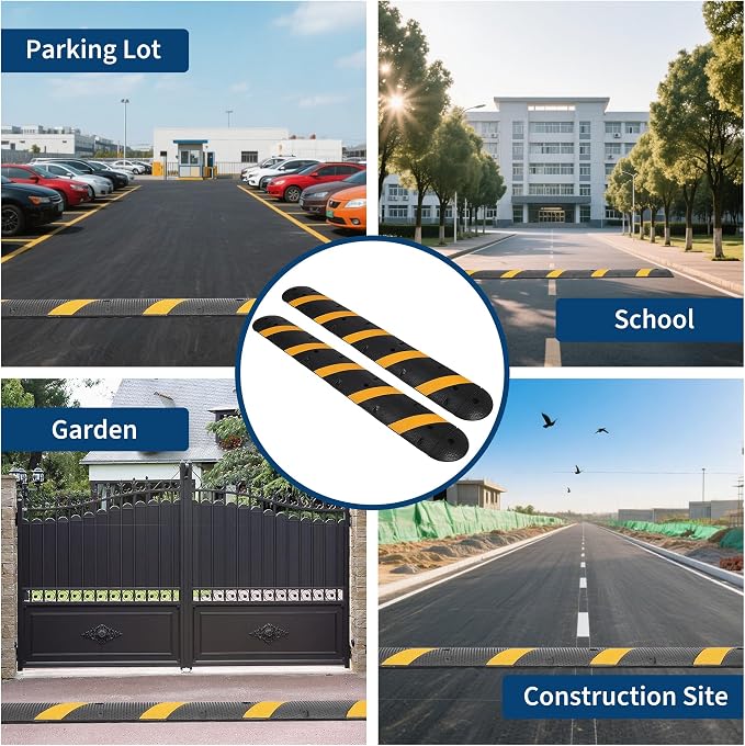 4 PCS 6FT Speed Bumps Wite End for Road, Heavy-Duty 25, 000 lbs Capacity - Image 9
