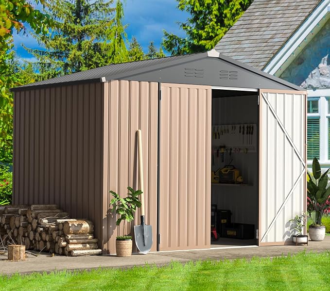 AECOJOY 8' x 6' Metal Storage Shed - Image 2