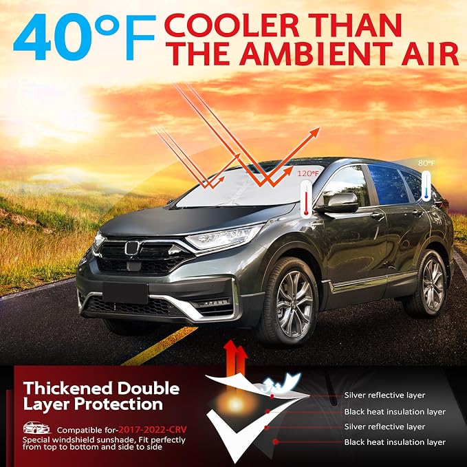 KAYZT Windshield Sun Shade for Honda CRV 2017-2022 CR-V Foldable Sunshade SUV - Image 6