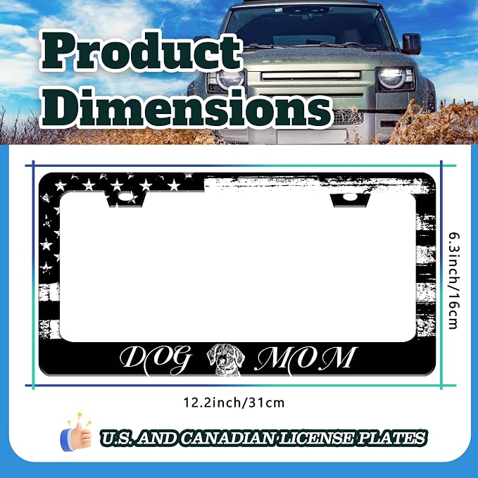 Dog Mom License Plate Frame Vintage American Flag Animal License Plate Holder - Image 3
