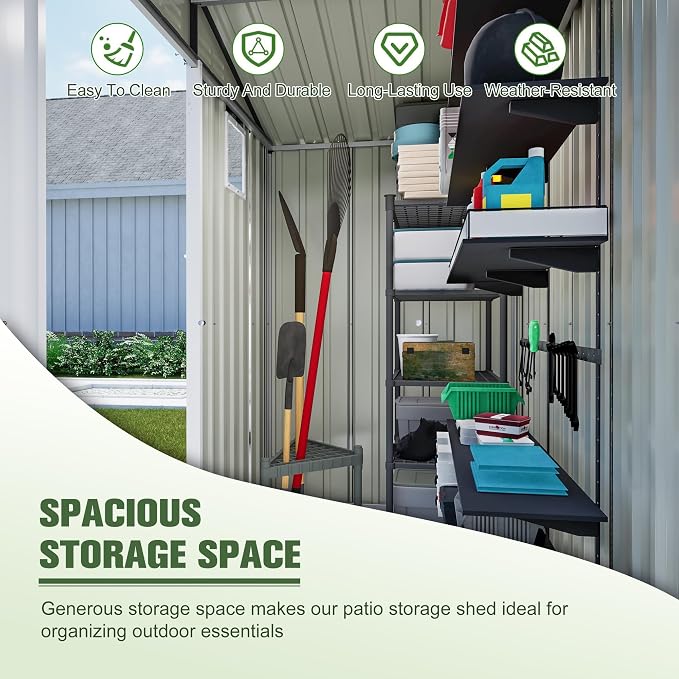 6x4 FT Outdoor Storage Shed, Metal Shed - Image 8