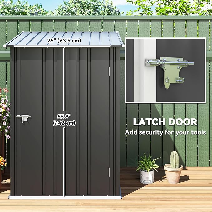Outsunny 3.3' x 3.4' Outdoor Storage Shed, Metal Garden Tool House - Image 4