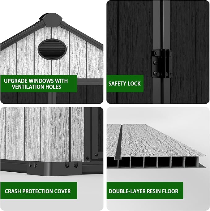 6x4 FT Resin Storage Shed, Lockable Door, and Vents - Image 4