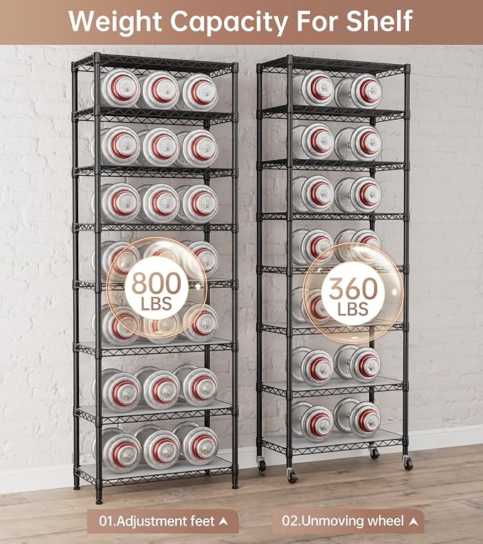 SINGAYE 8 Garage Heavy Duty Shelving Unit Kitchen Pantry Close Home Organizers - Image 7