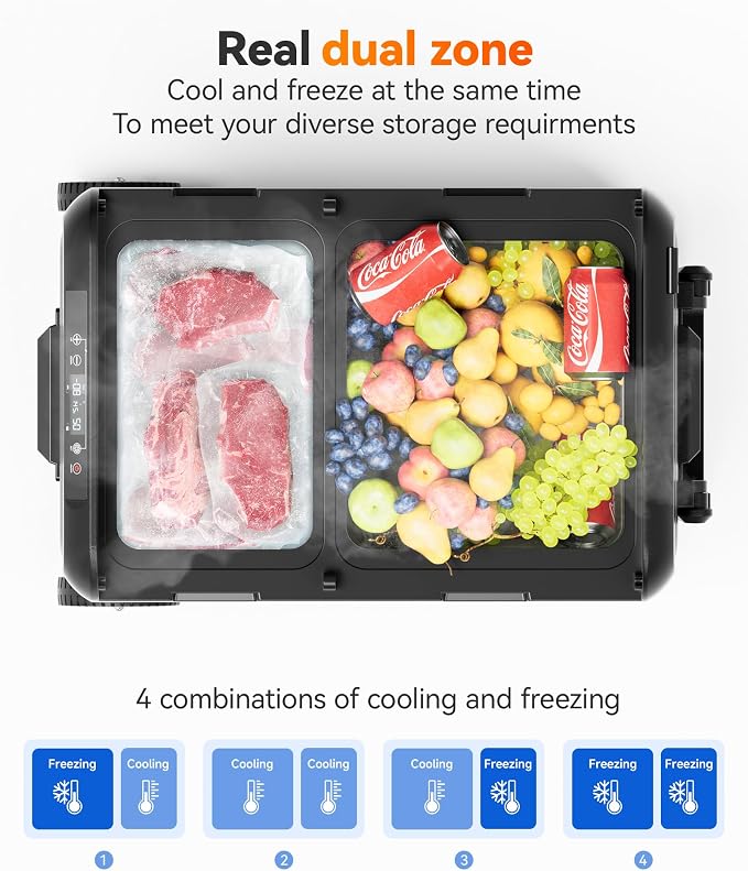 WOLFBOX 12V Car Refrigerator, 48 Quart Dual Zone Car Fridge, Portable Freezer - Image 3