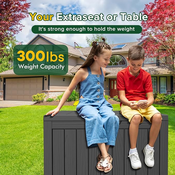 45 Gallon Resin Deck Box, Waterproof Outdoor Storage Bin - Image 6