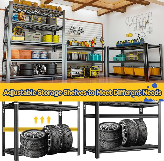Garage Shelving, Heavy Duty 5-Tier Wire Shelving Unit, 2500 lbs Load Capacity - Image 4