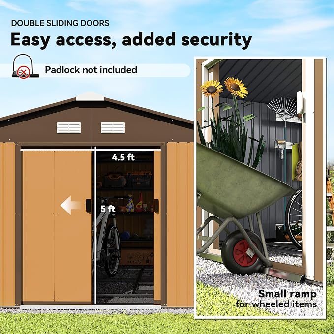 Outsunny 11' x 13' Outdoor Storage Shed, Garden Tool Metal Shed - Image 4