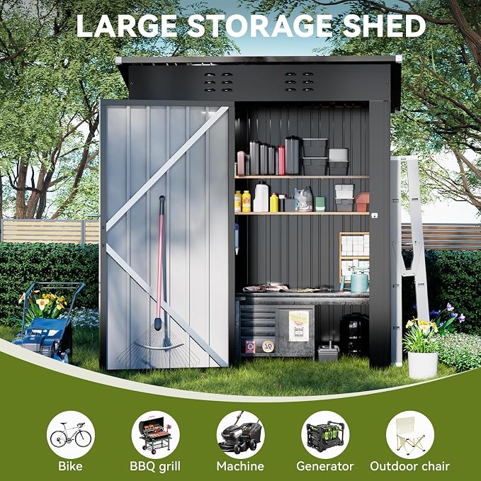 COMHOMA Shed Outdoor Storage Shed Metal, Lockable Doors Tool Sheds - Image 4