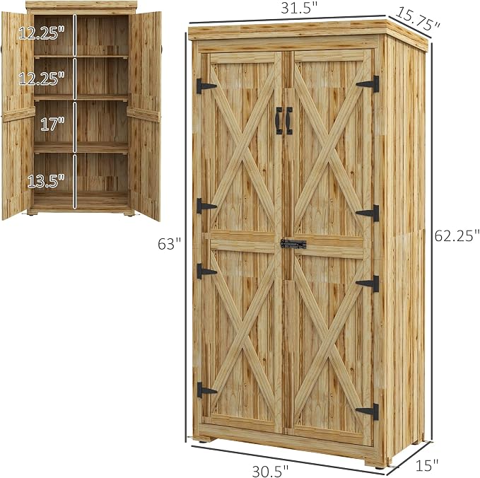 Wooden Garden Shed, Outdoor Storage Cabinet - Image 3