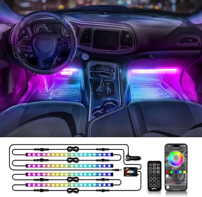 OPT7 Aura DreamColor RGB-IC LED Car Interior Light Strips, Color Chasing Light - Image 9