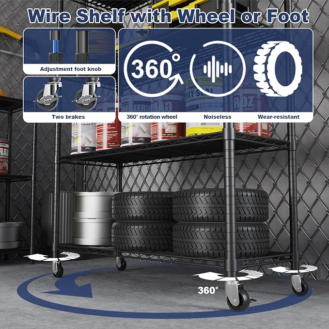 Himix 73''H X 35.5''W X14''D 6 Tier Wire Shelf - Image 5