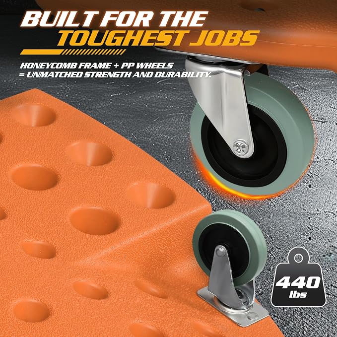 Magshion Mechanic Creeper with Padded Headrest & Tool Trays – 440 lbs Capacity - Image 5