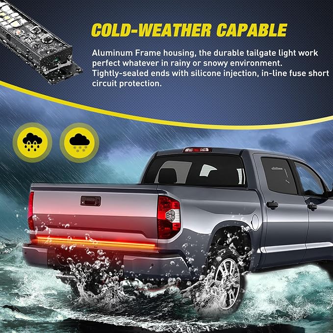 Nilight Truck Tailgate Light Strip 60" Aluminum FrameTriple Row Light Bar 1200 - Image 7