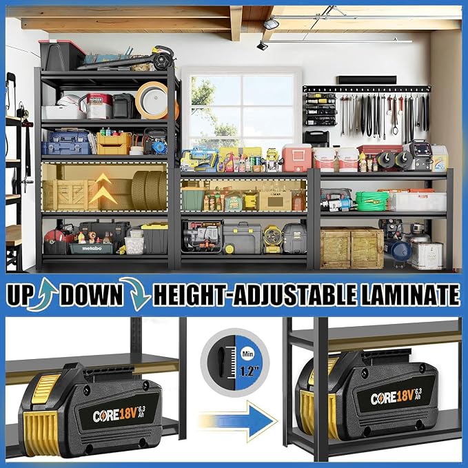 Garage Shelving 3500LBS Metal Storage Shelves 5-Tier Adjustable Garage Storage - Image 7
