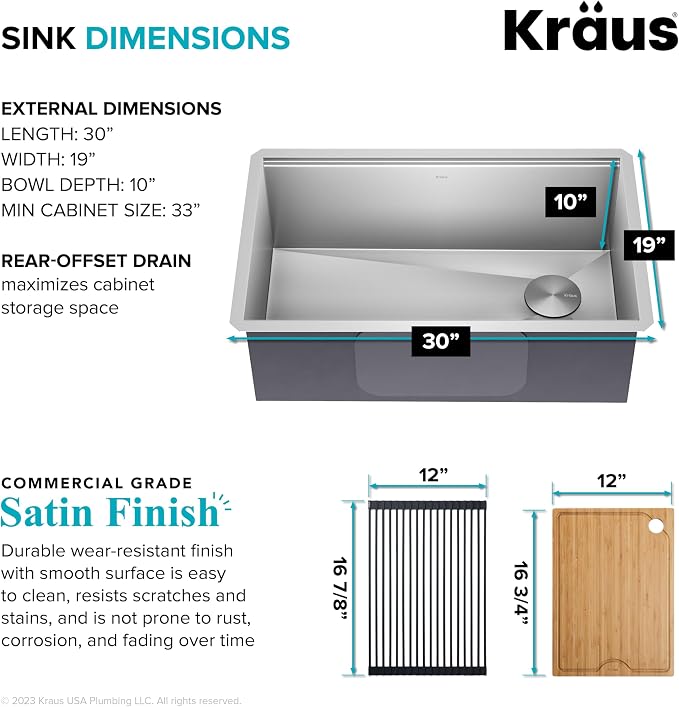 KRAUS Kore Workstation 30-inch Undermount 16 Gauge Stainless Steel Kitchen Sink - Image 4