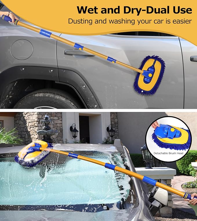 anngrowy 56.7" Car Wash Brush Mop Kit Mitt Sponge - Image 3