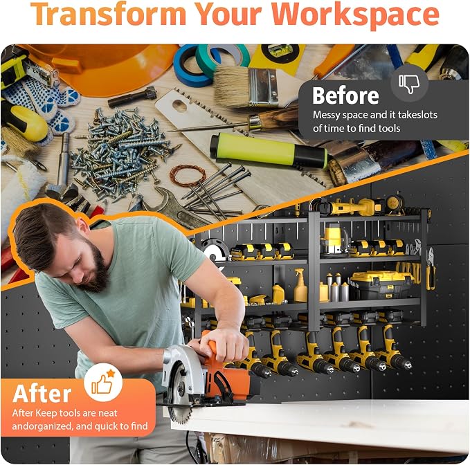 Power Tool Organizer Wall Mount, 4 Layer Drill Holder Wall Mount, Heavy Duty - Image 6