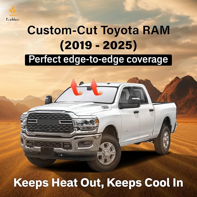 for RAM Pickup Truck Accessories 2019-2024 2025 EcoNour Car Windshield Sunshade - Image 2