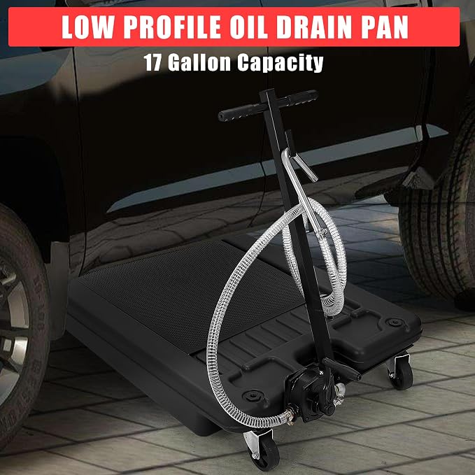 ‌17 Gal Low Profile Oil Drain Pan, Heavy Duty Mobile Oil Changing Pan - Image 4