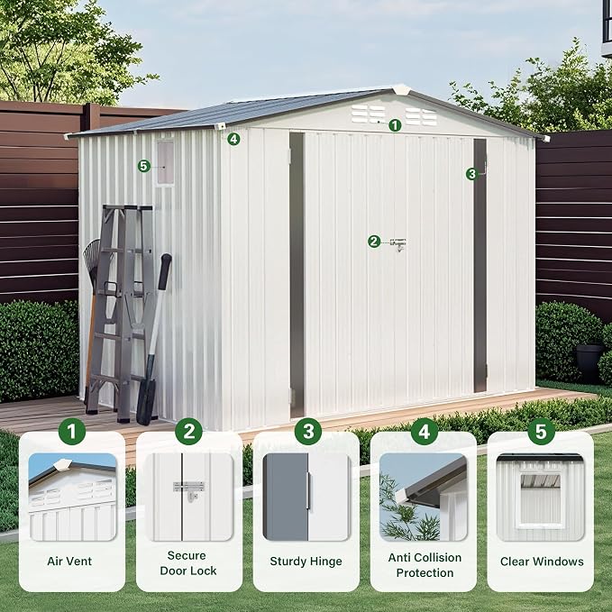 ARMSET 8x6 FT Metal Outdoor Storage Shed - Image 5