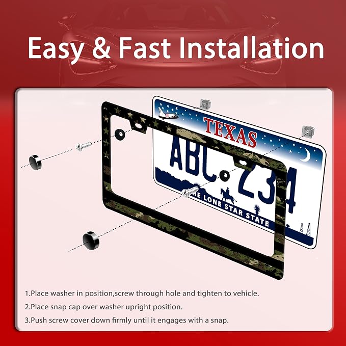 American Flag License Plate Frame Camo License Plate Frames Funny Auto - Image 3