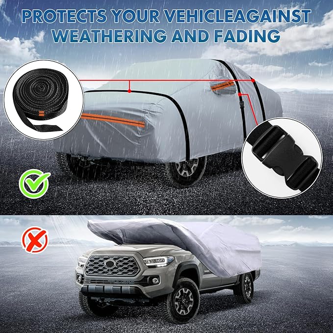 KEYOOG Fit for 178"-189" Length SUVs, 6-Layer Full Car Cover is All-Weather - Image 5