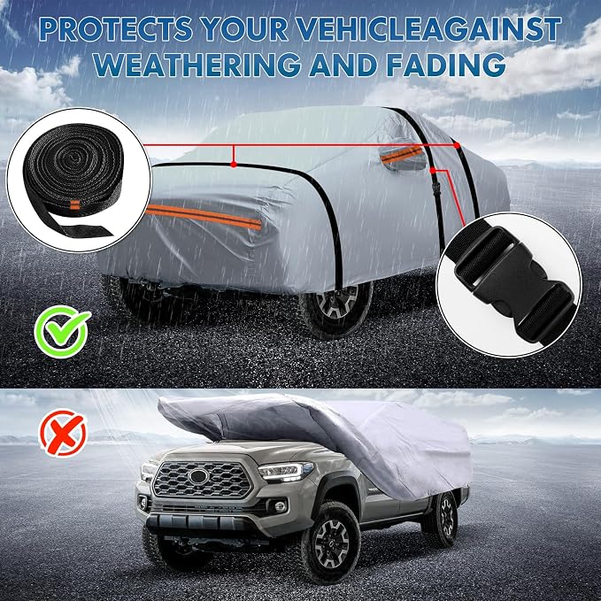 KEYOOG Car Cover, Fit for 213"-237" Length Pickup Truck, 6-Layer All-Weather - Image 5