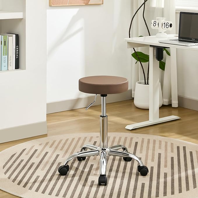 Adjustable Office Stool with Wheels 19.5’’-26.6’’ by FIRAVOE