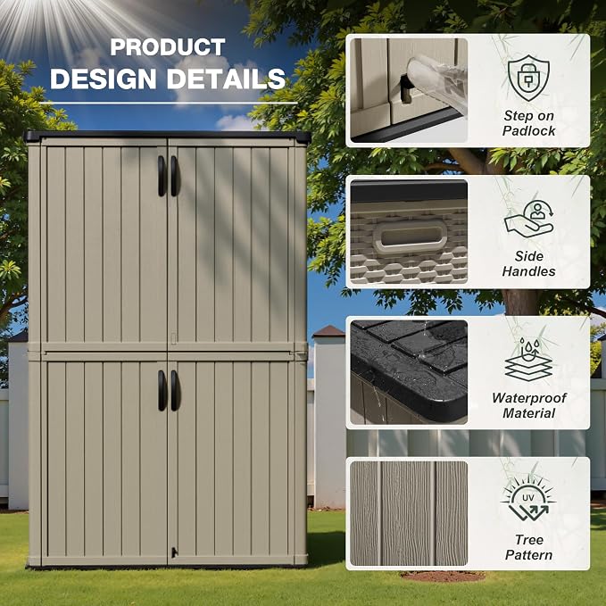 Greesum Outdoor Storage Shed Without Divider, 45 cu.ft Outdoor Waterproof - Image 7
